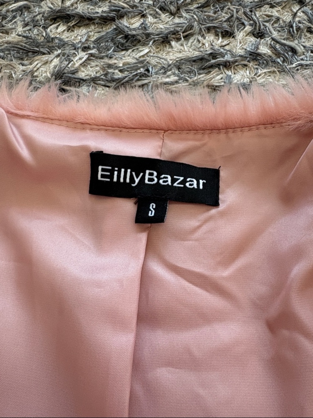 New! Eilly Bazar Cropped Rose Pink Faux Fur Teddy Jacket Size S - Picture 9 of 11